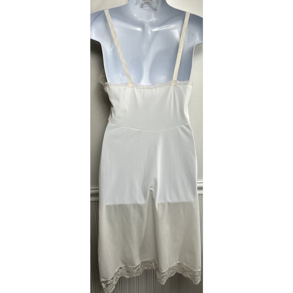 Vintage Val Mode All Nylon White Full Slip Lace Embroidered Cami Dress Size 32 - Picture 3 of 9